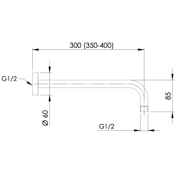 Кронштейн для верхнего душа 300 мм Remer 343L30NO