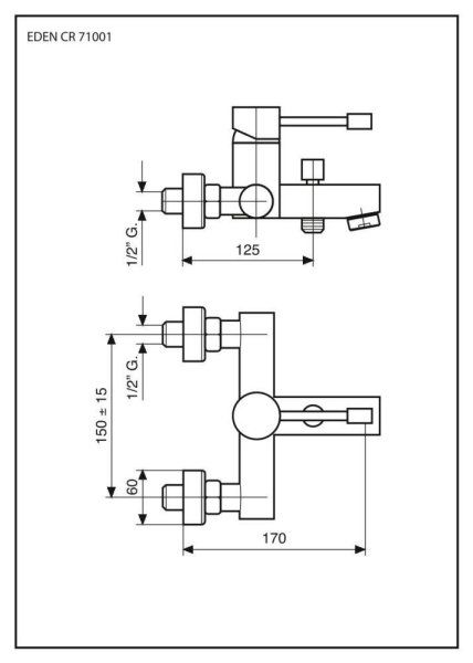 Смеситель Emmevi Eden 71001/CR для ванны, хром
