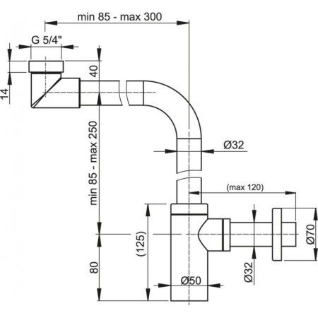 Сифон для раковины AlcaPlast A403 хром