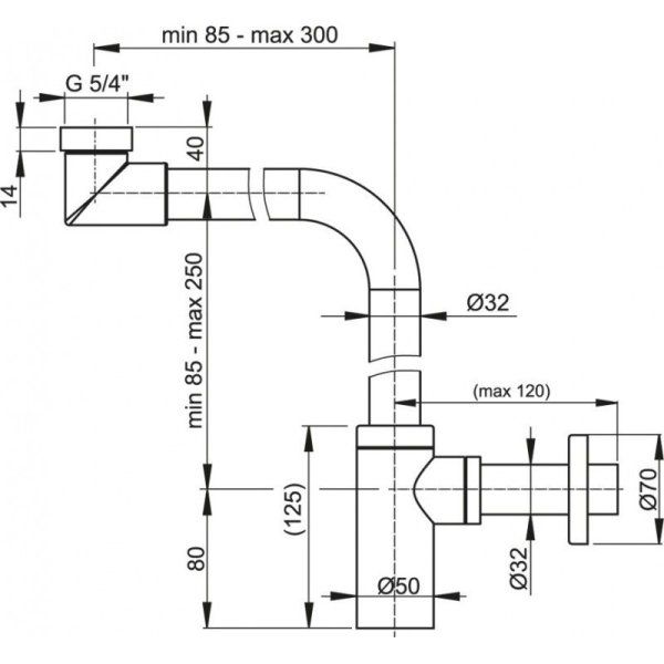 Сифон для раковины AlcaPlast A403 хром