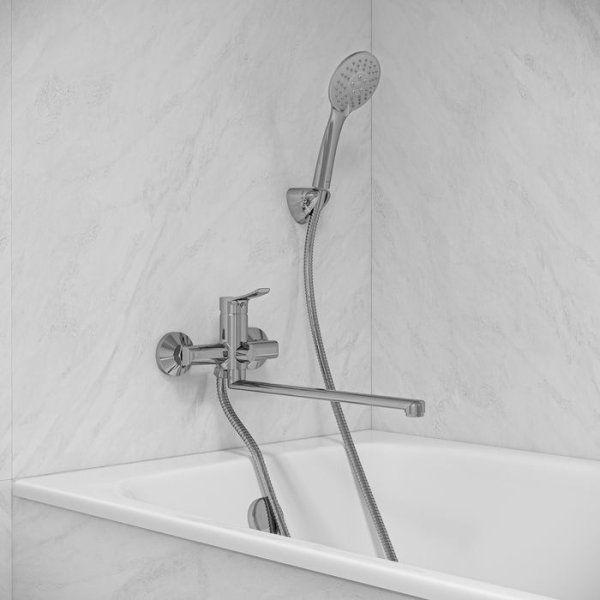 Смеситель для ванны с длинным изливом, хром глянцевый, Shape, IDDIS, SHPSBL2i10