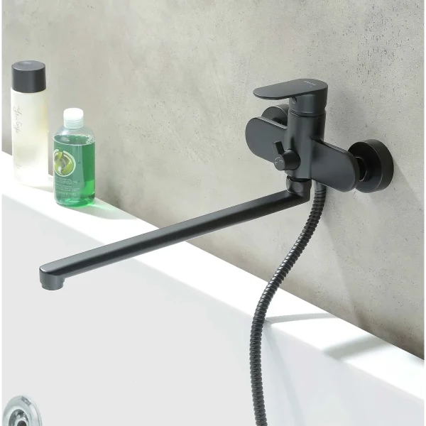 Смеситель для ванны Aquatek Ника AQ1842MB универсальный, черный матовый