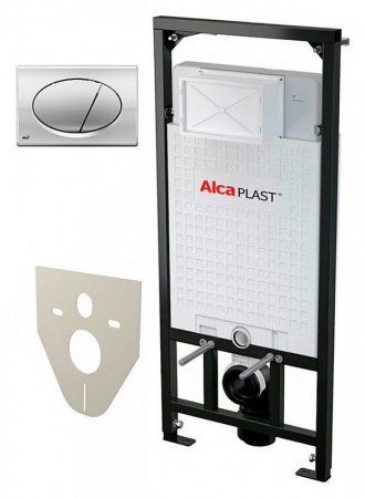Система инсталляции для унитазов AlcaPlast Sadromodul A101/1200 4 в 1 кнопка смыва хром