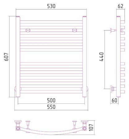 Полотенцесушитель водяной Сунержа Аркус 600х500 хром
