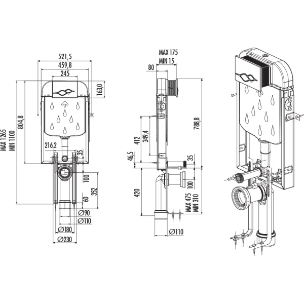 Инсталляция для унитаза Creavit GR5001.01 сенсорная