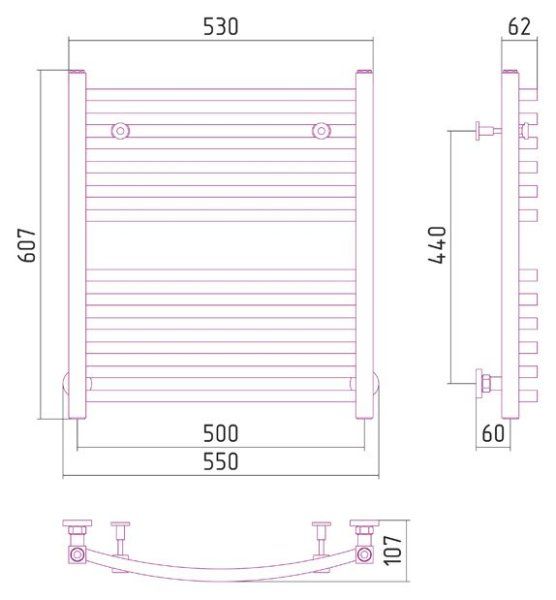 Полотенцесушитель водяной Сунержа Аркус 600х500 золото