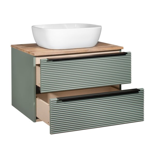 Тумба Runo Орлеан 60 зелёный дуб натуральный подвесная под накладной умывальник (00-00004650)