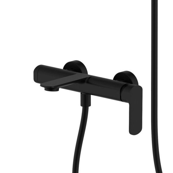 Смеситель для ванны однорычажный AQUAme Monza AQM6312MB, с душевым набором, 3 режима, Черный матовый