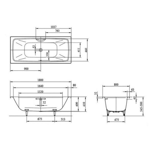 Ванна стальная Kaldewei Cayono Duo 725 272500013001 180х80 см Easy-clean