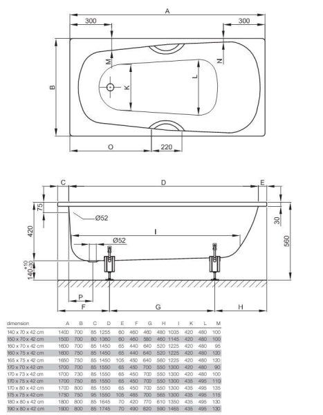 Ванна стальная Bette Form 3970-000+AD+PLUS+2GR 170x70 с отверстиями для ручек
