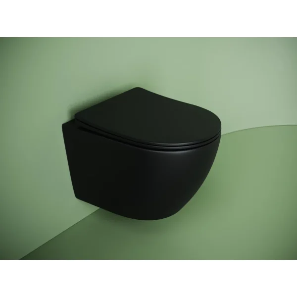 Унитаз подвесной Ceramica Nova Uno CN11001TMB безободковый, торнадо, с сиденьем микролифт, черный матовый