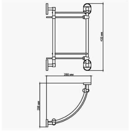 Полка стеклянная угловая D-Lin D262700, хром