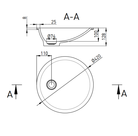 Раковина Salini Marea 08 1802208M 42x42 белый матовый