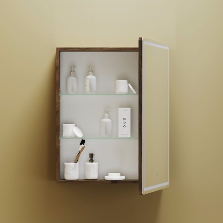 Зеркальный шкаф для ванной комнаты SANCOS Mirror 590x150х740 мм, с LED подсветкой, цвет дуб чарльстон,  MI60ECH