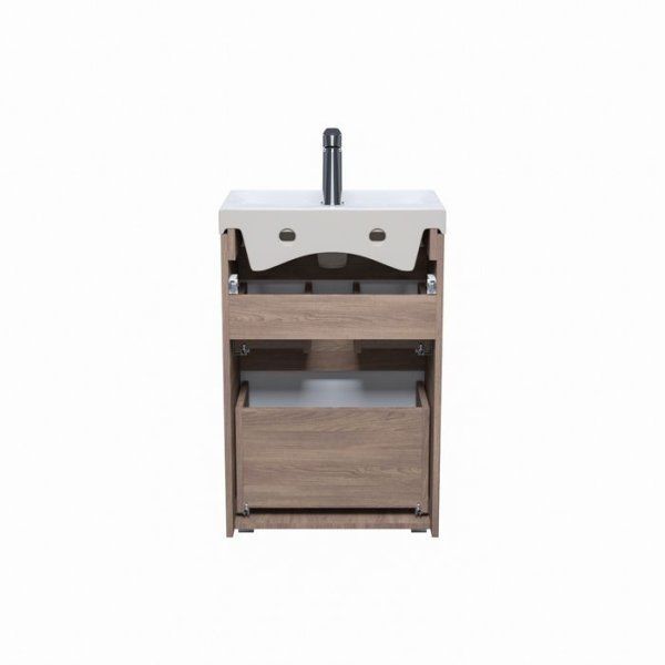 Тумба с умывальником IDDIS напольная с ящиками 50 см белая/под дерево Zodiac (ZONWD5GSABYIFiSV95IKK)