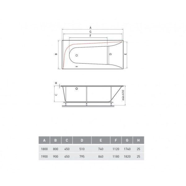 Акриловая ванна Vayer Boomerang Гл000010854 190x90 R