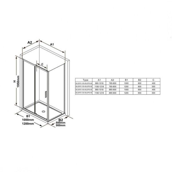 Боковая стенка Ravak Blix Slim BLSPS-90 X9BM70C00Z1 Transparent, хром