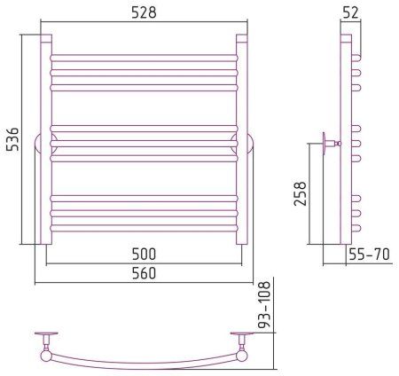 Полотенцесушитель водяной Стилье Универсал-58 60х50 хром