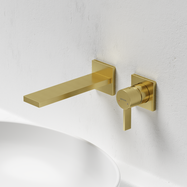 Смеситель для раковины SANCOS Linn c внутренней частью, брашированное золото, PVD покрытие,  SC9021BG