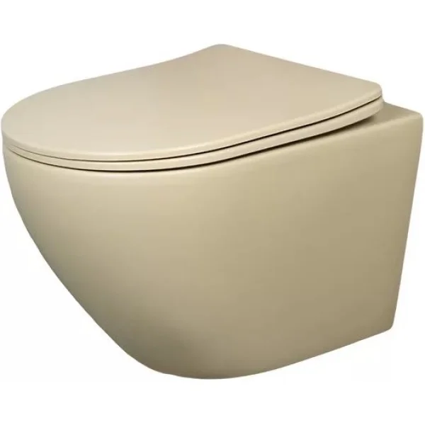 Унитаз подвесной GID Sr2198 безободковый, с сиденьем микролифт, бежевый матовый