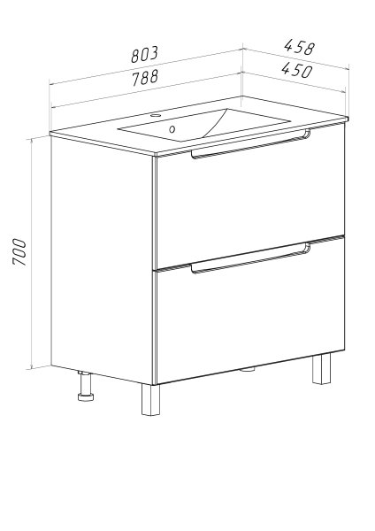Тумба Runo Lina 80 напольная белая под умывальник Teffy 80 (00-00004643)