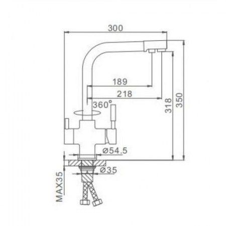 Смеситель для кухни со встроенным фильтром (краном) под питьевую воду Frap F4352-24