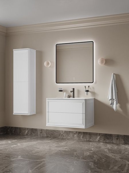 Тумба с умывальником, подвесная, 80 см, белый, Oxford Neo, IDDIS, (OXN80W0i95K)