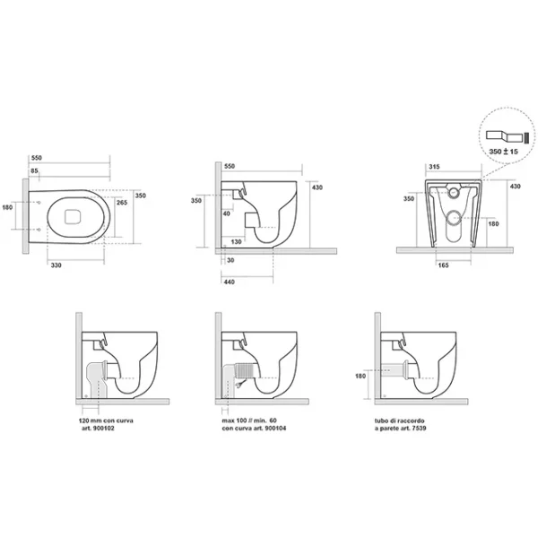 Унитаз приставной Kerasan Nolita 531959 безободковый, торнадо, серый матовый