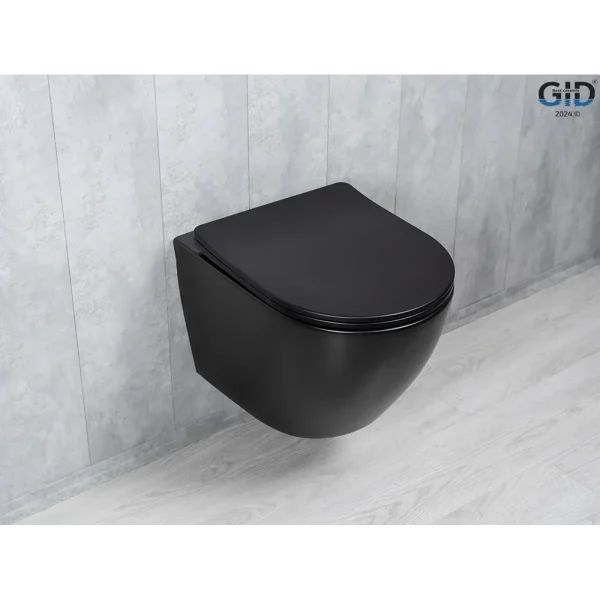 Унитаз подвесной GID Tr2122TF-Bm безободковый, торнадо, с сиденьем микролифт, черный матовый