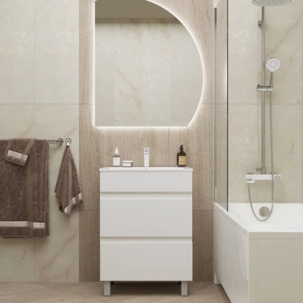 Тумба для ванной MIXLINE "БРИКС-60" 2 ящика под раковину "Breeze 60" мебельный (Sanita Luxe) (ПВХ) (555634)