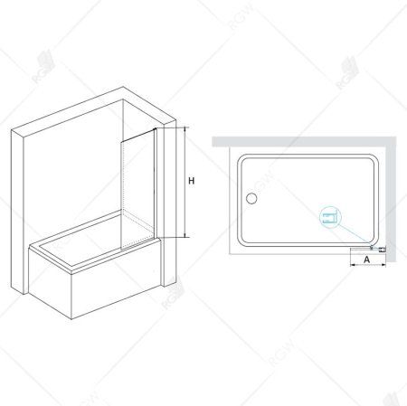 Шторка на ванну RGW Screens 351105630-14 стекло прозрачное/профиль черный