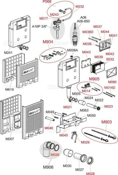 Система инсталляции для смесителя  AlcaPlast A117B для гипсокартонной конструкции