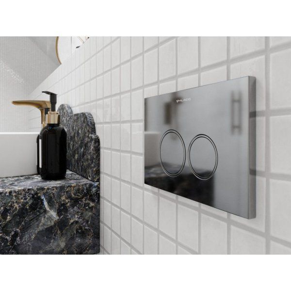 Клавиша смыва для инсталляции Milacio Standart MCU.202 (две кнопки, механическое, хром/кольца хром)R-style