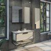 Тумба-умывальник COMFORTY "Бонн-90" дуб дымчатый с  раковиной Quadro 90