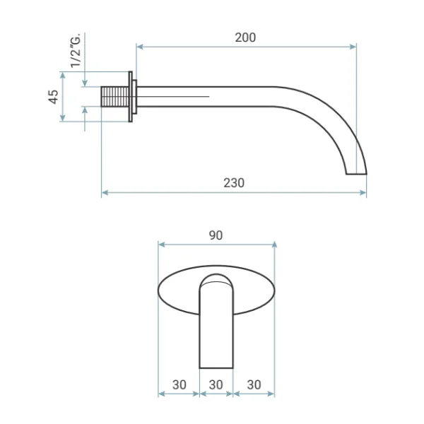Излив для ванны Emmevi C00670/CR 200 мм, хром