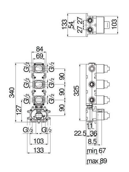 Скрытая часть Nobili Rubinetterie WE00104 смесителя для душа, с термостатом