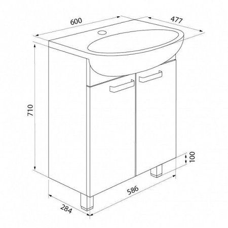 Тумба с раковиной IDDIS Harizma HAAAR6ZJ0WGM2iKC95YPK белый