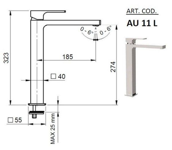 Смеситель Remer Absolute AU11L для раковины, хром