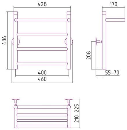 Полотенцесушитель водяной Стилье Универсал-54 50х40 с полкой, хром