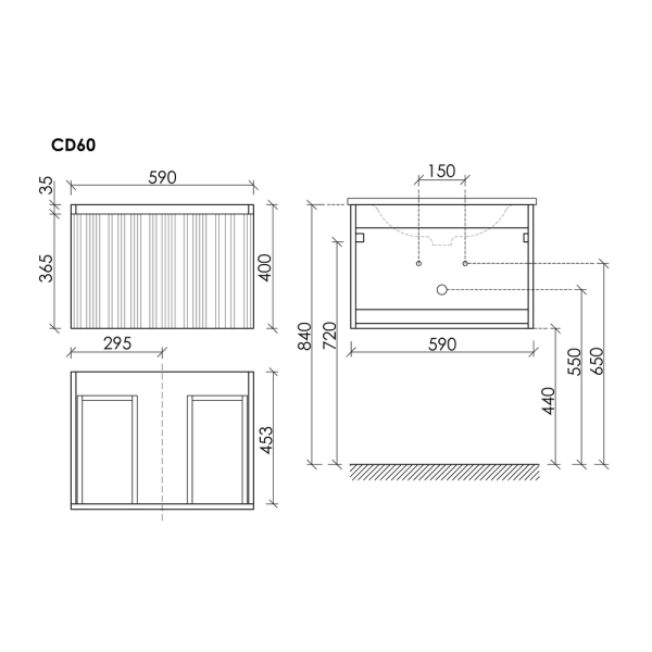 Тумба подвесная SANCOS Code 590х453х400, c одним  ящиком оснащенным доводчиками, цвет серо- бежевый ,  CD60GB