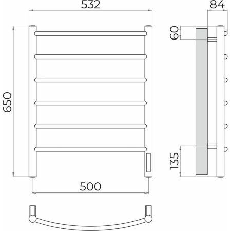 Полотенцесушитель электрический Terminus Классик П6 50х65 4670078531322, хром