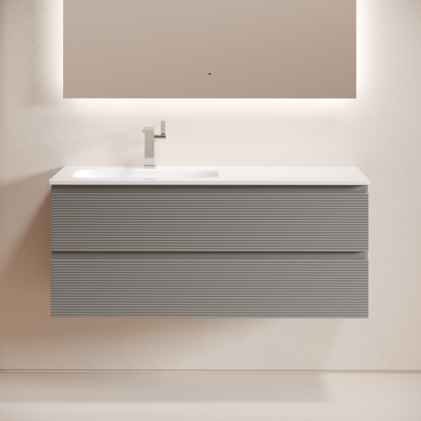 Тумба подвесная SANCOS Folk  левая 1195х445х500, c двумя ящиками оснащенными доводчиками, Ergraut soft, FL120LES