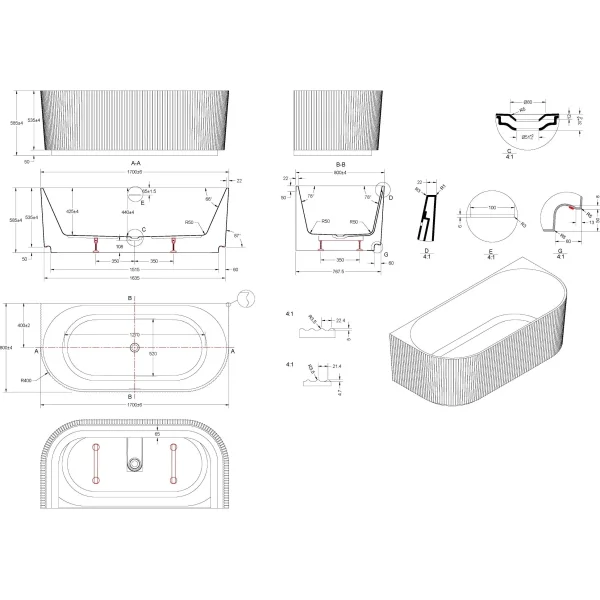 Акриловая ванна Vincea VBT-706-1700 170x80 см, белый