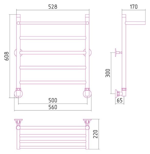 Полотенцесушитель водяной Стилье Универсум 60х50
