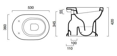 Унитаз приставной Catalano Canova Royal 53 выпуск в пол