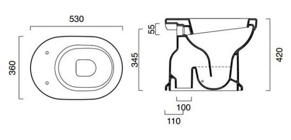 Унитаз приставной Catalano Canova Royal 53 выпуск в пол