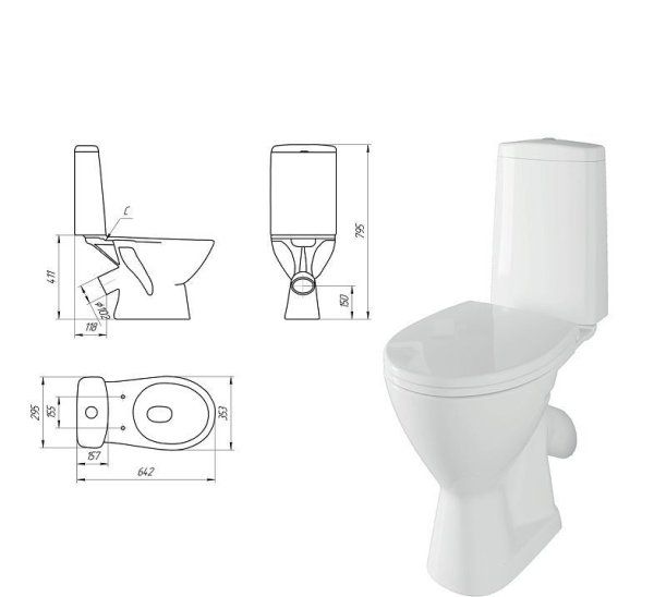 Унитаз-компакт Cersanit Just 64073 микролифт