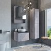 Тумба-умывальник COMFORTY "Эдинбург-60" бетон светлый с черной столешницей с отверстием под смеситель №12, с раковиной COMFORTY 9111