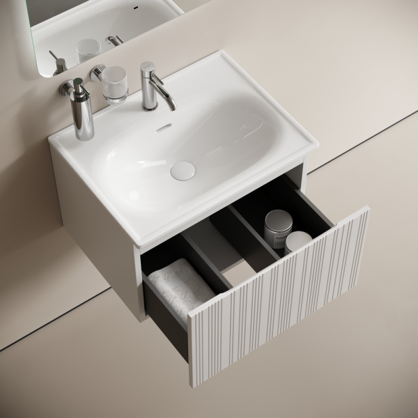 Тумба подвесная SANCOS Code 590х453х400, c одним  ящиком оснащенным доводчиками, цвет белый ,  CD60W