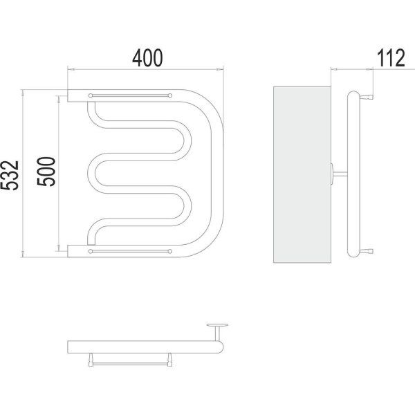 Полотенцесушитель водяной Terminus Фокстрот (1") 50х40 4620768881275, хром